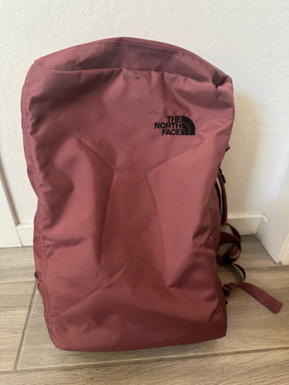 The North Face Men's Maroon Backpack with Black Logo